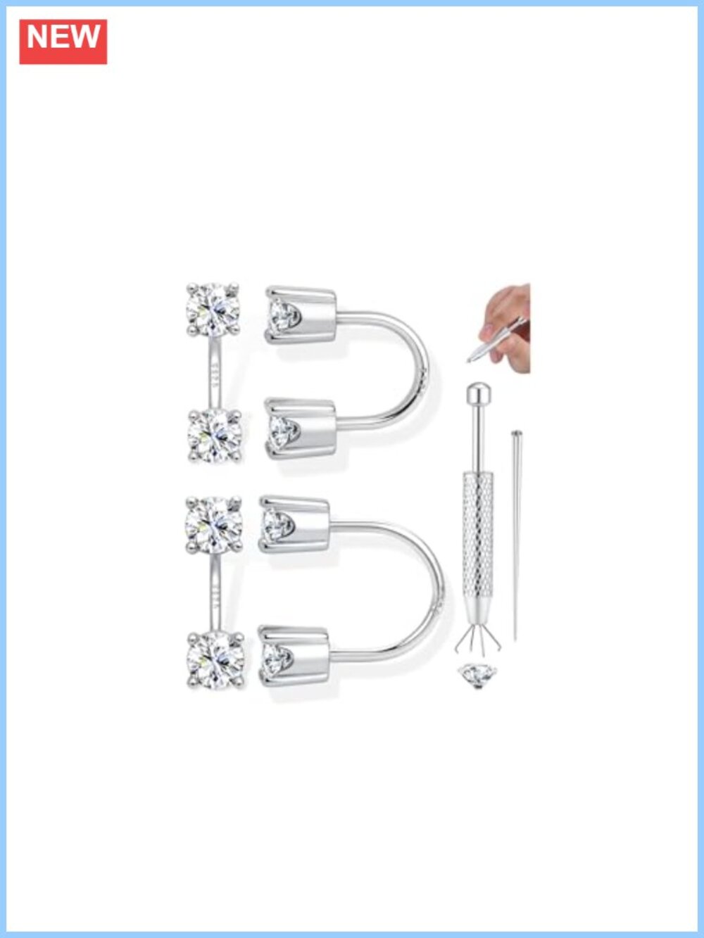 S925 Sterling Silver Double Half Hoop Huggie Earrings for Women